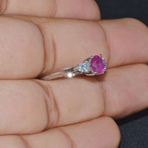 Authentic Tiffany & Co. Natural 1.15Cts Diamond Ruby Platinum Engagement Ring - Picture 6 of 12